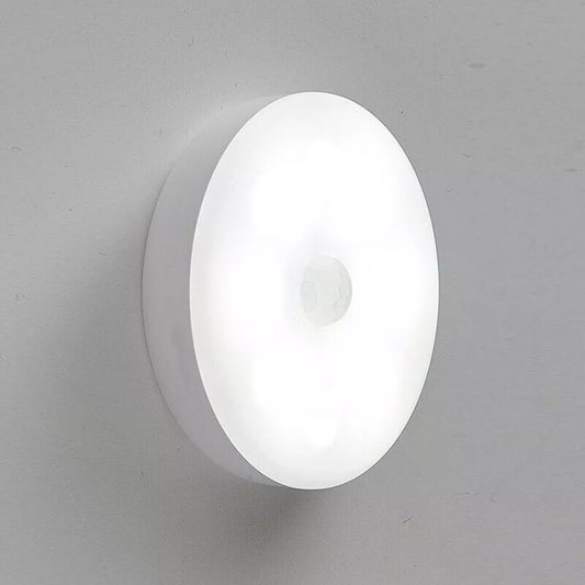 8 LED PIR Motion Sensor Stick On Night Light In UK - IP44 Waterproof, Dimmable, Battery Operated, USB Rechargeable, Battery life 50000 hours, Round Wall Light Fixture for Stairs, Corridors, Closet, Cabinets