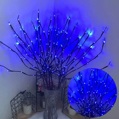 Flexible LED fairy lights arranged on a shelf


