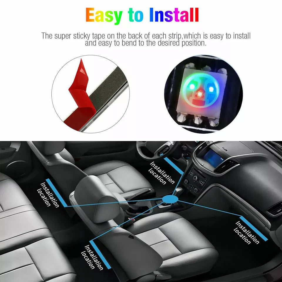 Buy 4 LED Car Interior Footwell Strip Light In UK - Shop Now!