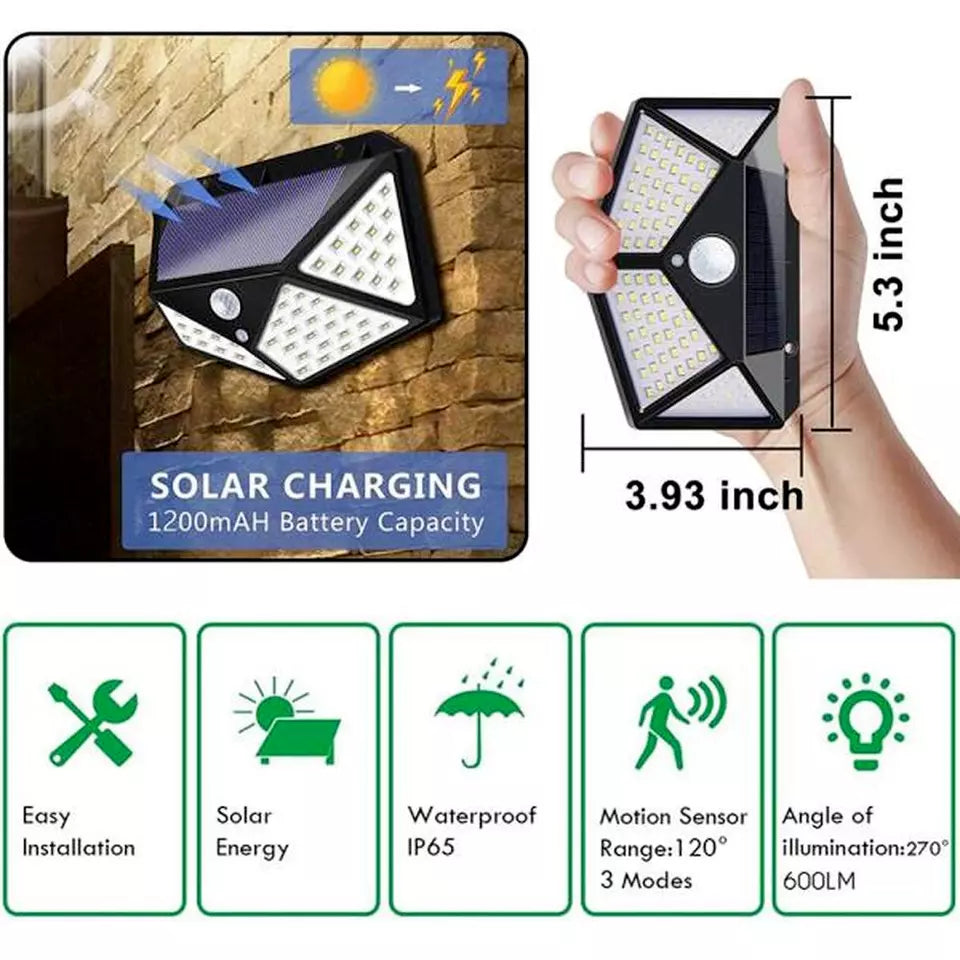 Buy 100 LEDs Solar Powered Wall Lights In UK - Shop Now!