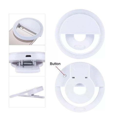 Modern 36 LED Selfie Clip-On Ring Light attached to a laptop

