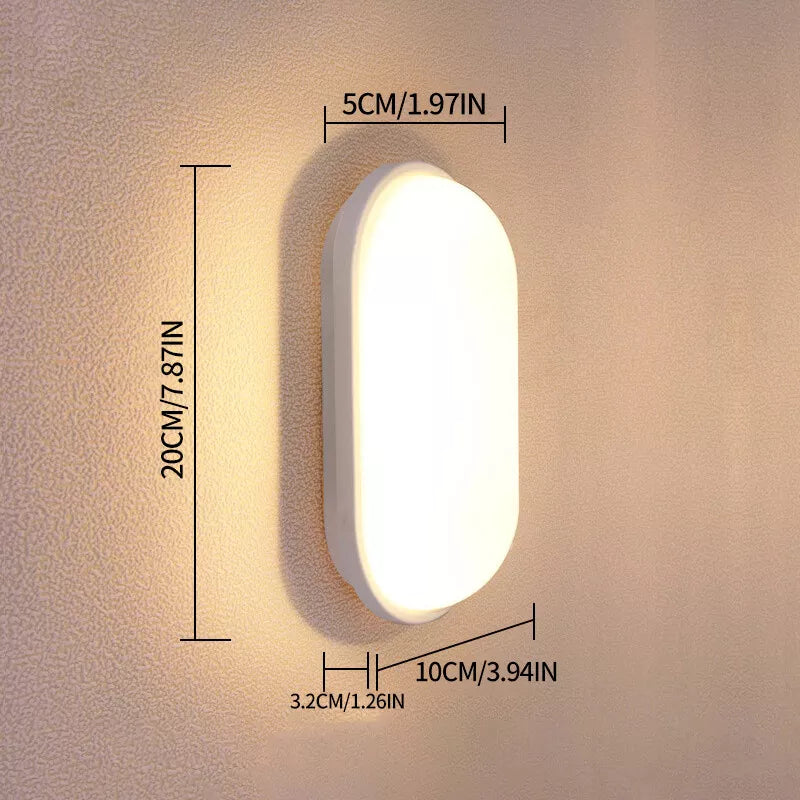 Modern LED Wall Lamp in UK - Wall LED Oval Shape, Outdoor Bulkhead, Waterproof LED Light for Outdoor Garden
