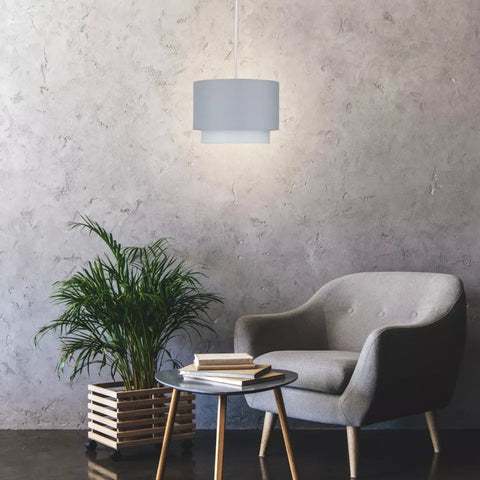 Pair of Grey Ombre 2-Tier Ceiling Light Shades – Easy Fit – UK