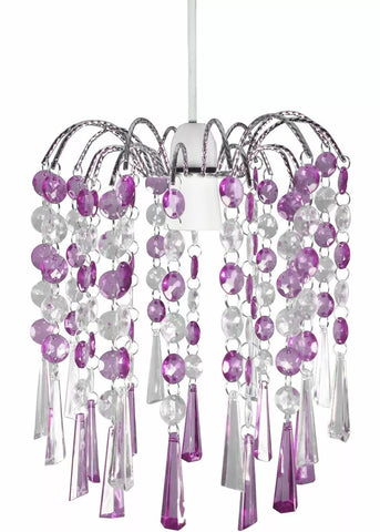 Close-up of acrylic crystal bead details on the luxury ceiling light shade


