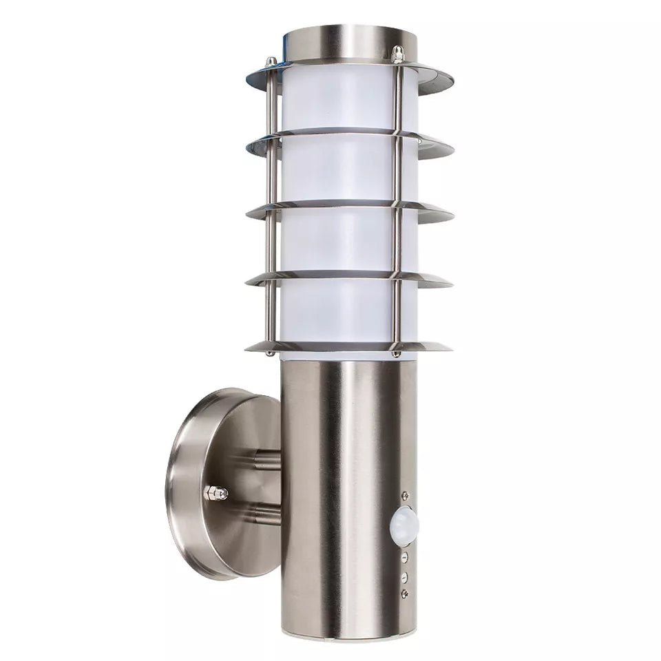 Stainless Steel Outside Garden Wall Light PIR Motion Sensor IP44 Lantern Light