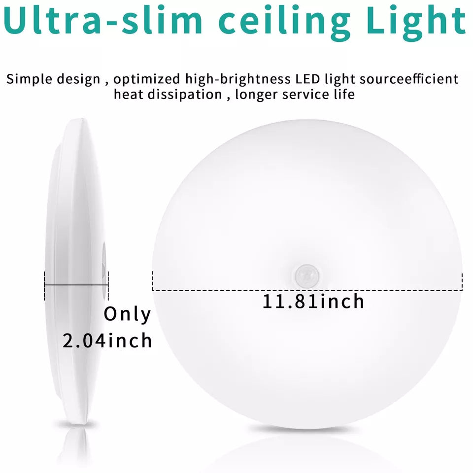 Ultra-slim ceiling light with dimensions on a white background