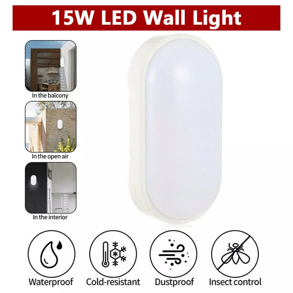 Modern LED Wall Lamp in UK - Wall LED Oval Shape, Outdoor Bulkhead, Waterproof LED Light for Outdoor Garden

