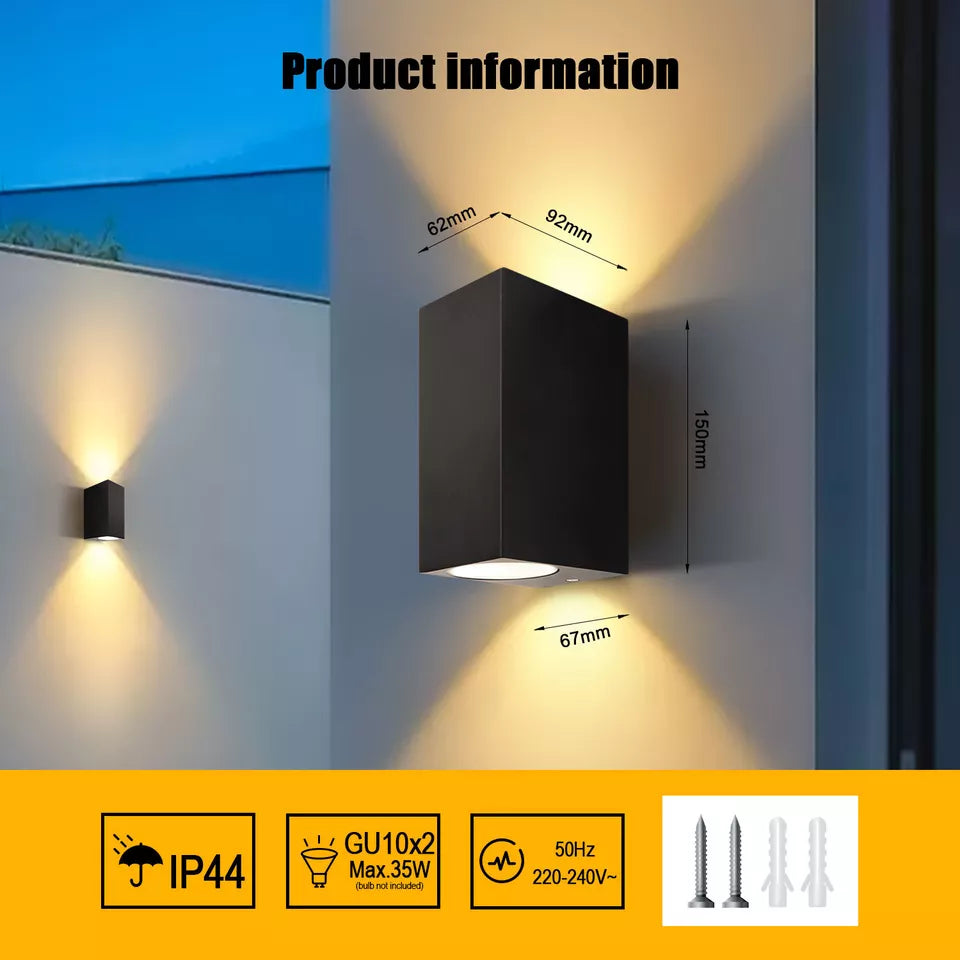 Shop Outdoor Wall Lights in the UK! Stylish Rectangle Up/Down design, waterproof IP44, and durable black aluminum. Perfect for porch, patio, and garden – limited stock, buy now!
