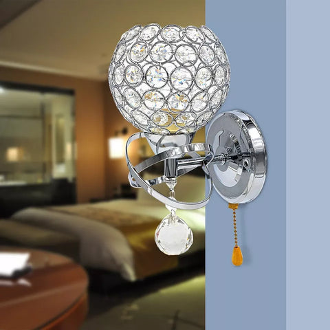 Side View of Mounted Crystal Light Fixture

