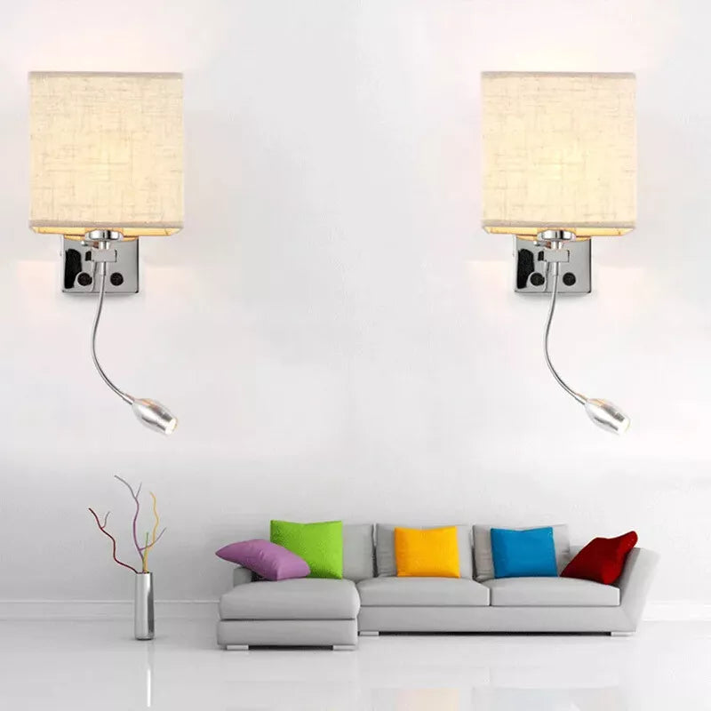 Modern Cloth Wall Lamp In UK - Decorative Light Button Switch Wall Lights Compatible with Living Room
