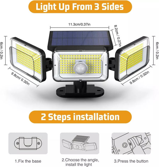 Solar Power Wall Light In UK – PIR Motion Sensor, Remote Control, IP65 Waterproof
