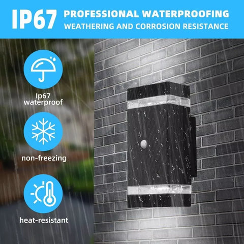 PIR motion sensor light mounted above UK garage

