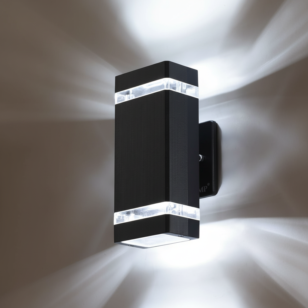 Modern Black Up & Down Outdoor Wall Light – Weatherproof Garden & Patio Lighting – GU10 Bulbs, Waterproof – Energy-Efficient Exterior Wall Lamp for UK Homes