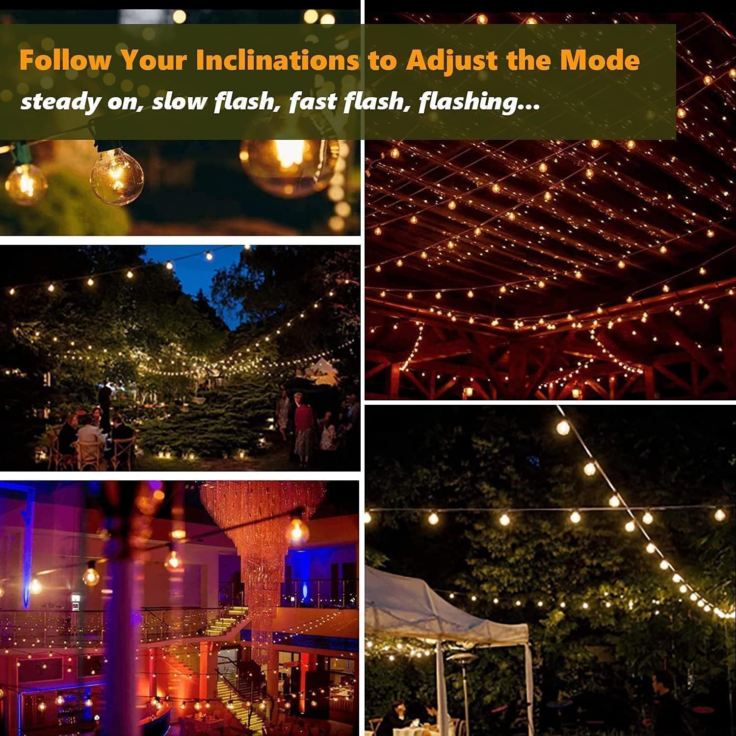 Outdoor waterproof solar string lights for fence, gazebo, balcony.

