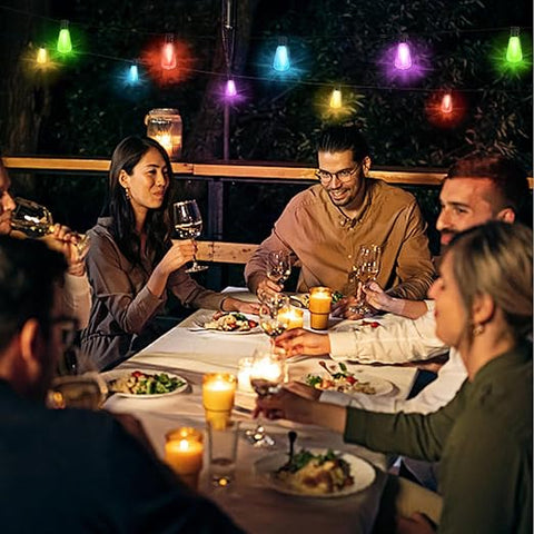 ST38 LED Edison bulbs providing ambient lighting in a cozy 
