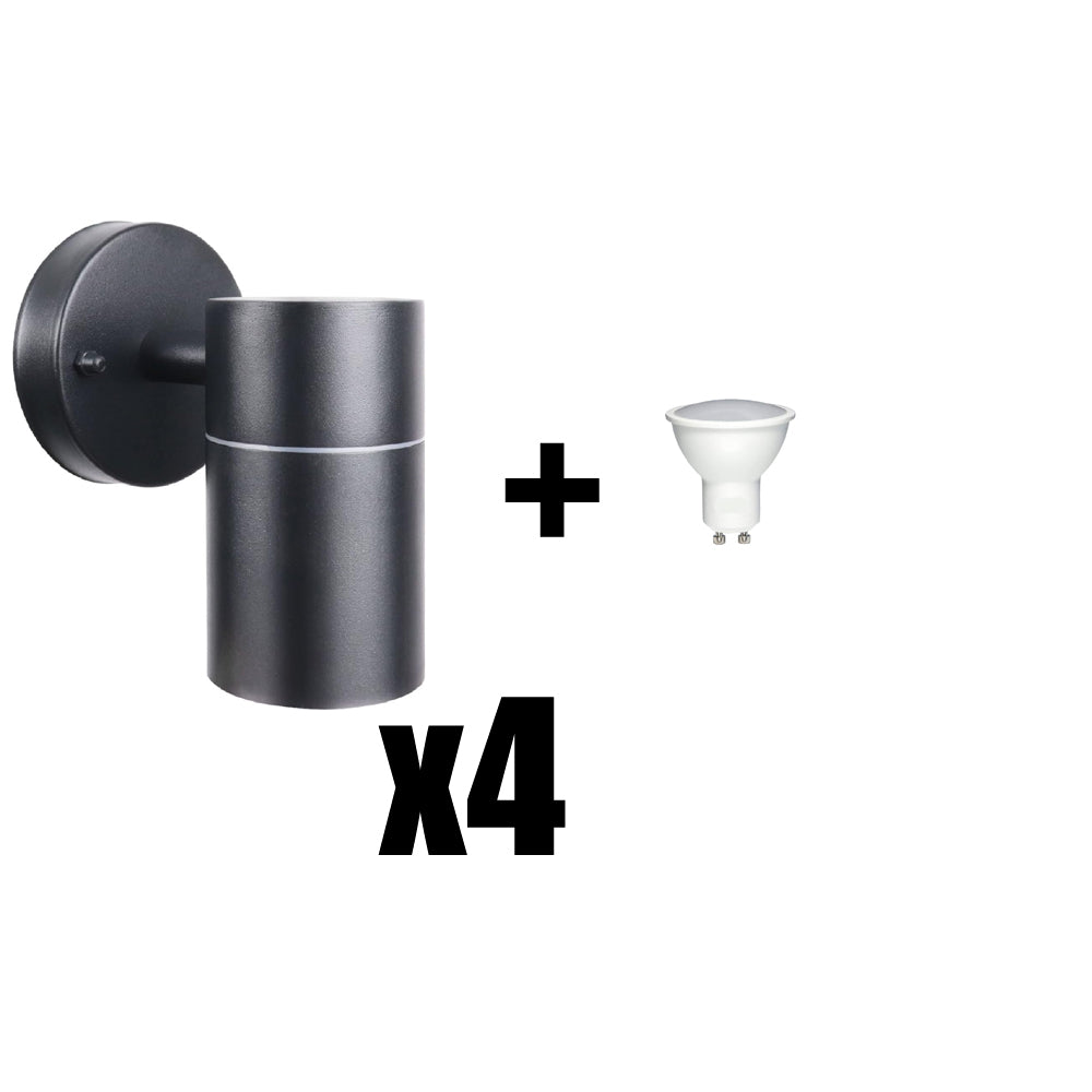 Outdoor Wall Lights, GU10 Base Up Down Exterior Wall Sconce, IP44 Black Stainless Steel Single Outside Wall Light for Garden, Patio, Balcony, Porch - thelights4u.com