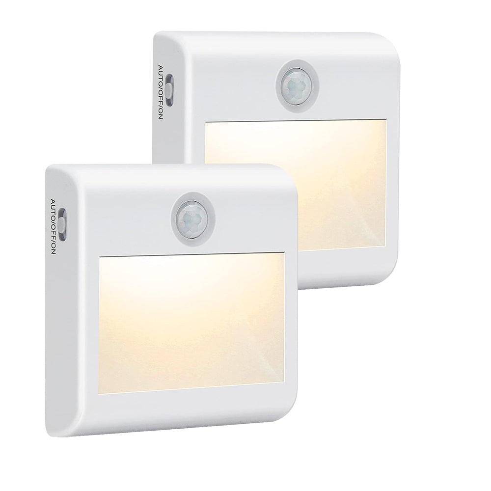 Motion Sensor Night Light, [2 Pack] Stick-On Battery Powered Night Lights, Motion Sensor Lights Indoor (AUTO/ON/OFF), Cupboard Light for Hallway, Stair, Closet, Shelf, Bathroom, Kitchen, Natural White