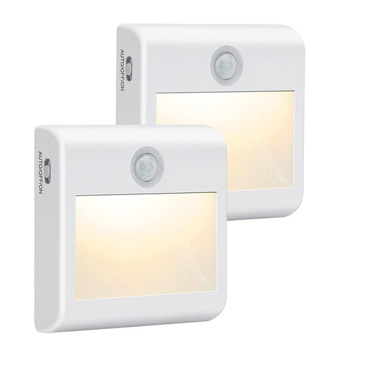 Motion Sensor Night Light, [2 Pack] Stick-On Battery Powered Night Lights, Motion Sensor Lights Indoor (AUTO/ON/OFF), Cupboard Light for Hallway, Stair, Closet, Shelf, Bathroom, Kitchen, Natural White