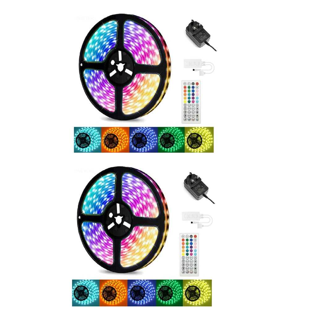 LED Strip Light illuminating a living room with vibrant RGB colours

