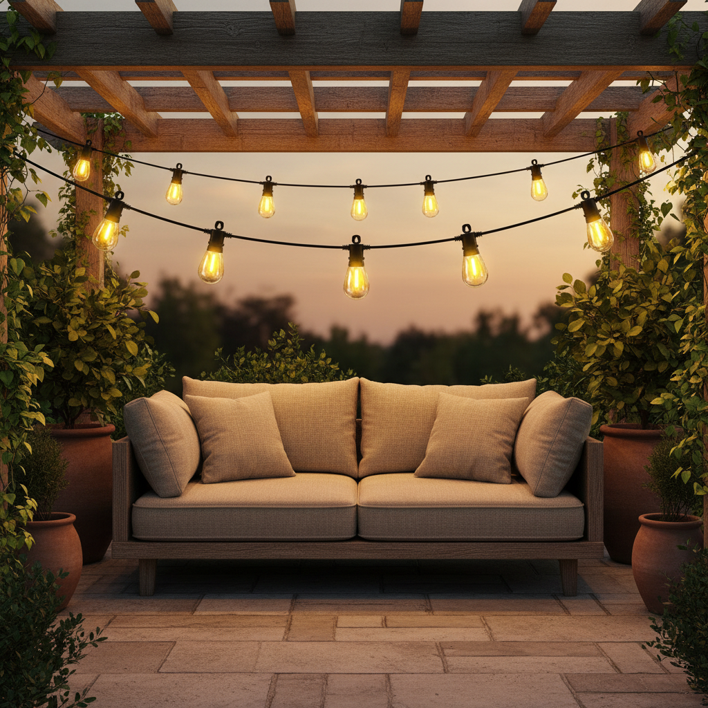 Festoon Lights Outdoor 26FT DC24V String Lights with Remote, 8+1 Shatterproof S14 LED Bulbs, IP65 Waterproof Patio Lights