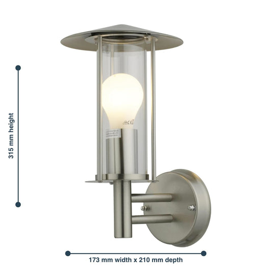 Modern Outdoor IP44 Lantern Style Wall Porch Light Black or Stainless Steel