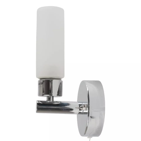 Modern polished silver chrome wall light with reeded glass shade – UK


