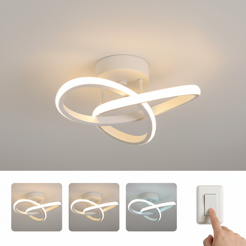 22W Modern Creative LED Ceiling Lamp – 3 colour changing – Interweave Black Design – Energy-Efficient Flush Mount Ceiling Light for Bedrooms, Living Rooms & UK Homes